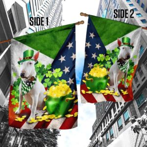 Bull Terrier Happy St Patrick s Day Garden Flag Best Outdoor Decor Ideas St Patrick s Day Gifts 4