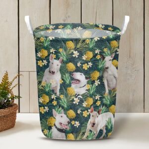 Bull Terrier In Pineapple Tropical Pattern Laundry Basket Dog Laundry Basket Mother Gift Gift For Dog Lovers 2