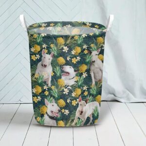 Bull Terrier In Pineapple Tropical Pattern Laundry Basket Dog Laundry Basket Mother Gift Gift For Dog Lovers 3