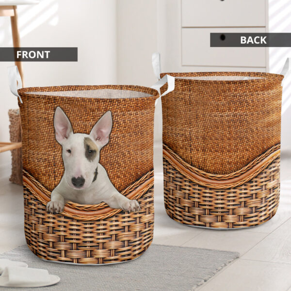 Bull Terrier Rattan Texture Laundry Basket – Dog Laundry Basket – Mother Gift – Gift For Dog Lovers