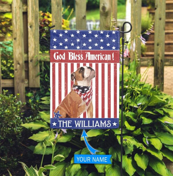 Bulldog God Bless America Personalized Flag – Garden Dog Flag – Custom Dog Garden Flags