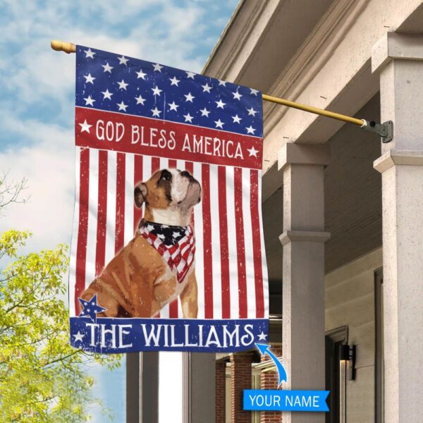 Bulldog God Bless America Personalized Flag – Garden Dog Flag – Custom Dog Garden Flags
