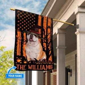Bulldog Halloween Personalized Flag – Garden…