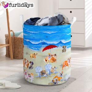 Bulldog In Beach – Laundry Basket…