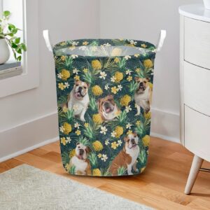Bulldog In Pineapple Tropical Pattern Laundry Basket Dog Laundry Basket Mother Gift Gift For Dog Lovers 2