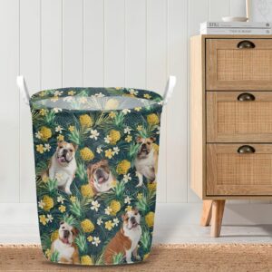 Bulldog In Pineapple Tropical Pattern Laundry Basket Dog Laundry Basket Mother Gift Gift For Dog Lovers 4