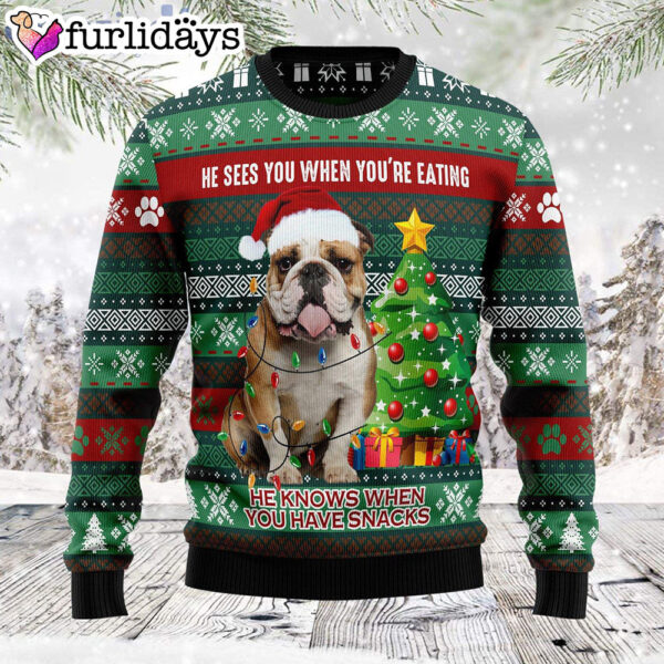 Bulldog Loves Snacks T Bulldog Lover Funny Family Ugly Christmas Sweater – Christmas Outfits Gift