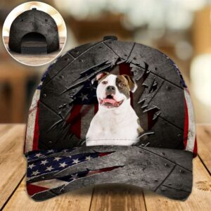 Bulldog On The American Flag Cap…