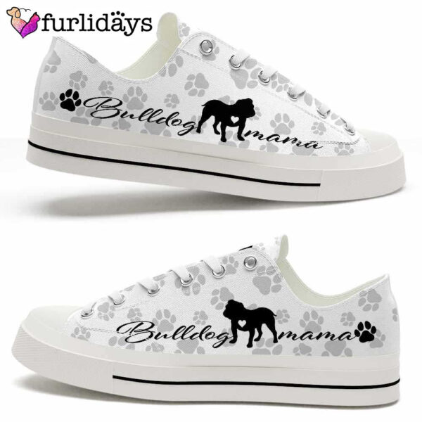 Bulldog Paws Pattern Low Top Shoes  – Happy International Dog Day Canvas Sneaker – Owners Gift Dog Breeders