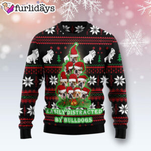 Bulldog Pine Tree Christmas Ugly Christmas Sweater Xmas Gifts For Him or Her 1
