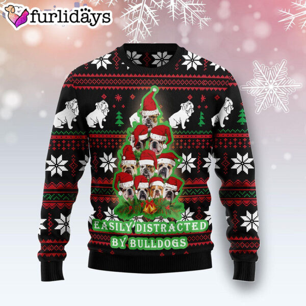 Bulldog Pine Tree Christmas Ugly Christmas Sweater – Xmas Gifts For Him or Her