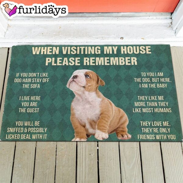 Bulldog Puppy’s Rules Doormat – Xmas Welcome Mats – Gift For Dog Lovers