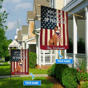 Bulldog Welcome To Our Paradise Personalized Flag Garden Dog Flag Custom Dog Garden Flags 2