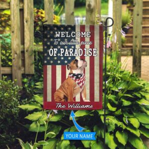 Bulldog Welcome To Our Paradise Personalized Flag Garden Dog Flag Custom Dog Garden Flags 3
