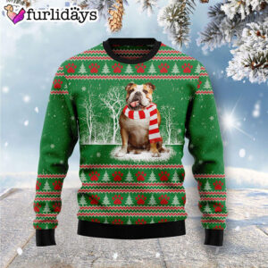 Bulldog Winter Tree Dog Lover Funny Family Ugly Christmas Sweater Christmas Outfits Gift 1