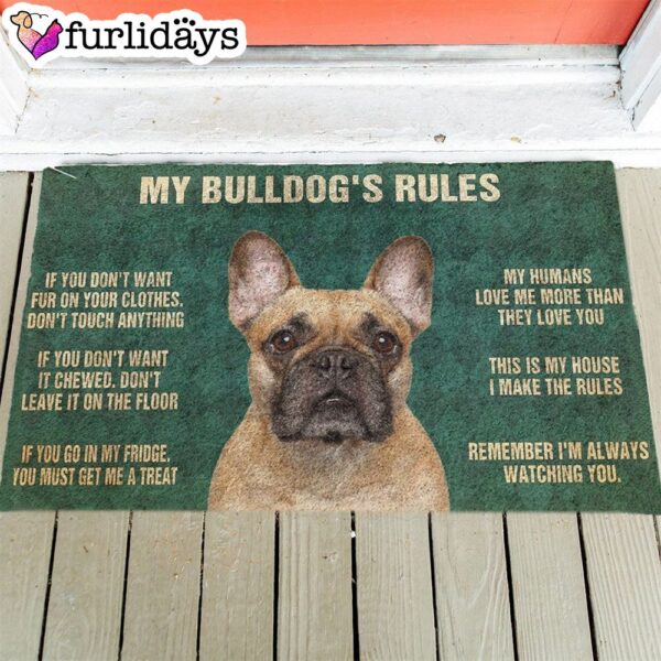 Bulldog’s Rules Doormat Flannel – Xmas Welcome Mats – Gift For Dog Lovers