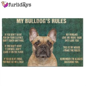 Bulldog s Rules Doormat Flannel Xmas Welcome Mats Gift For Dog Lovers 2