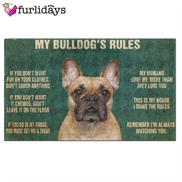 Bulldog’s Rules Doormat Flannel – Xmas Welcome Mats – Gift For Dog Lovers