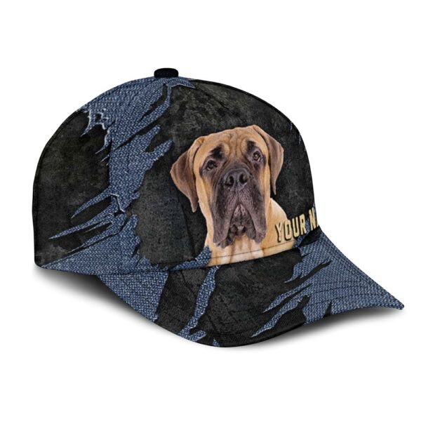 Bullmastiff Jean Background Custom Name & Photo Dog Cap – Classic Baseball Cap All Over Print – Gift For Dog Lovers