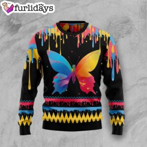 Butterfly Colorful Beauty Ugly Christmas Sweater Lover Xmas Sweater Gift Dog Memorial Gift 1