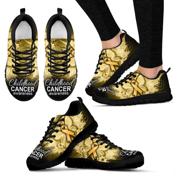 Butterfly Flower Shoes Childhood Cancer Sneaker Walking Shoes – Best Shoes For Men And Women – Cancer Awareness Shoes