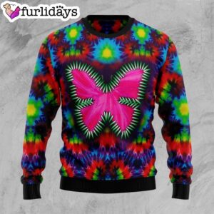 Butterfly Tie Dye Ugly Christmas Sweater Xmas Gifts For Dog Lovers Gift For Christmas 1