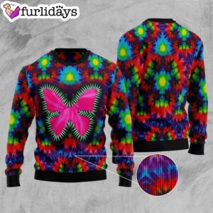 Butterfly Tie Dye Ugly Christmas Sweater Xmas Gifts For Dog Lovers Gift For Christmas 3