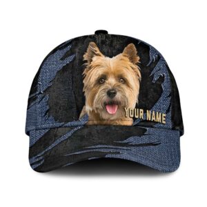 Cairn Terrier Jean Background Custom Name Cap Classic Baseball Cap All Over Print Gift For Dog Lovers 1 k8mneh