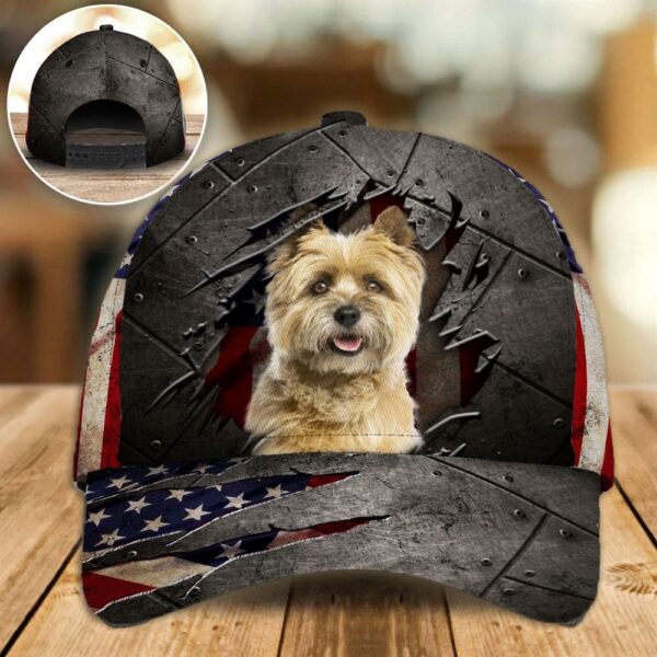 Cairn Terrier On The American Flag Cap Custom Photo – Hats For Walking With Pets – Gifts Dog Hats For Relatives