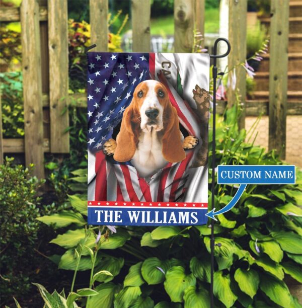 California Basset Hound Personalized Garden Flag – Garden Dog Flag – Personalized Dog Garden Flags