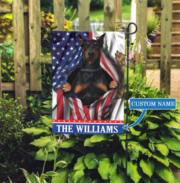 California Doberman Personalized Garden Flag – Garden Dog Flag – Personalized Dog Garden Flags