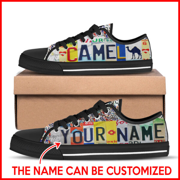 Camel License Plates Low Top Shoes Canvas Shoes – Personalized Custom – Best Gift For Men And Women