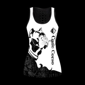 Cane Corso Black Tattoos Hollow Tanktop Legging Set Outfit Casual Workout Sets Dog Lovers Gifts For Him Or Her 2 qiyikb