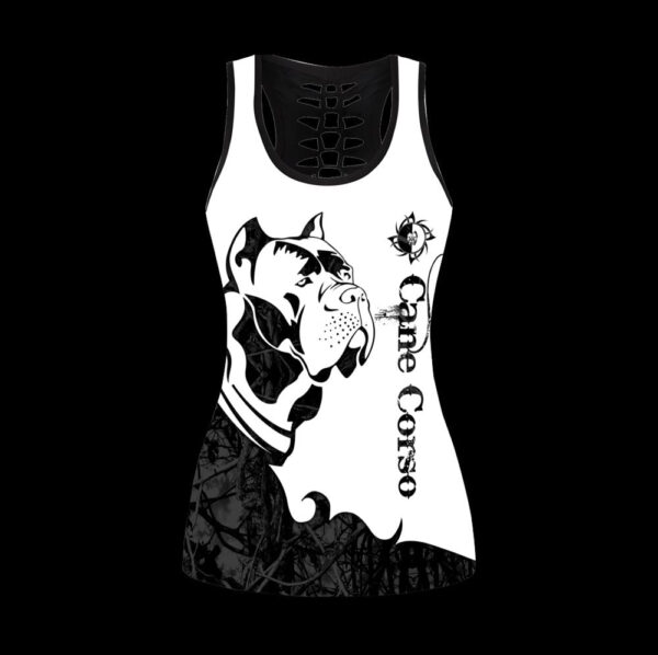 Cane Corso Black Tattoos Hollow Tanktop Legging Set Outfit – Casual Workout Sets – Dog Lovers Gifts For Him Or Her