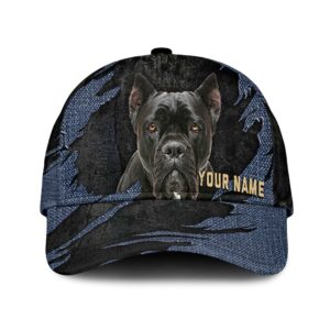 Cane Corso Jean Background Custom Name Cap Classic Baseball Cap All Over Print Gift For Dog Lovers 1 mnzlmc