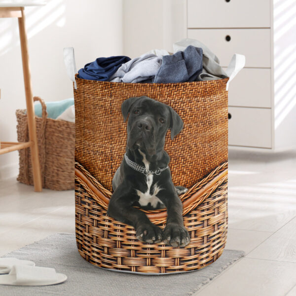 Cane Corso Rattan Texture Laundry Basket – Dog Laundry Basket – Christmas Gift For Her – Home Decor