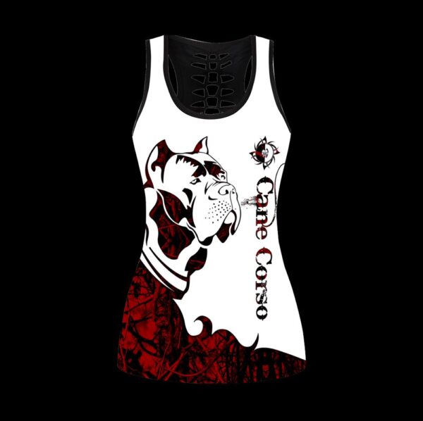 Cane Corso Red Tattoos Hollow Tanktop Legging Set Outfit – Casual Workout Sets – Dog Lovers Gifts For Him Or Her