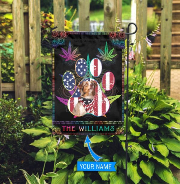 Cannabis Australian Shepherd Personalized Flag – Garden Dog Flag – Custom Dog Garden Flags