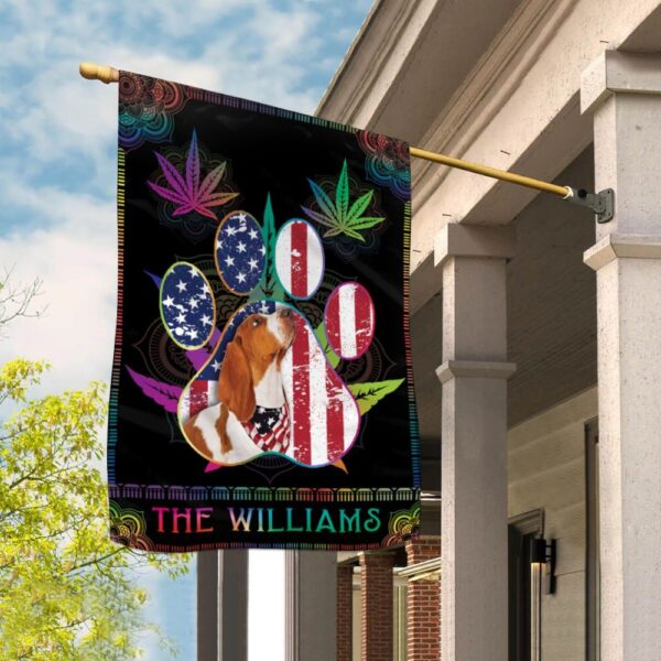 Cannabis Basset Hound Personalized Flag – Garden Dog Flag – Custom Dog Garden Flags