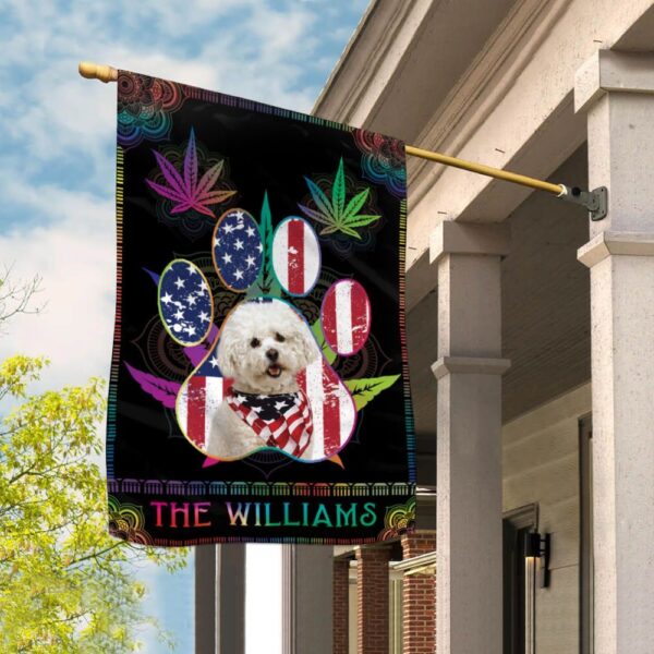 Cannabis Bichon Frisé Personalized Flag – Garden Dog Flag – Custom Dog Garden Flags