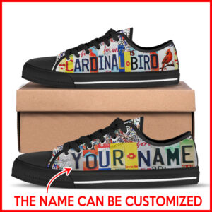 Cardinal Bird License Plates Low Top Shoes Canvas Shoes Personalized Custom Best Gift For Men And Women 1