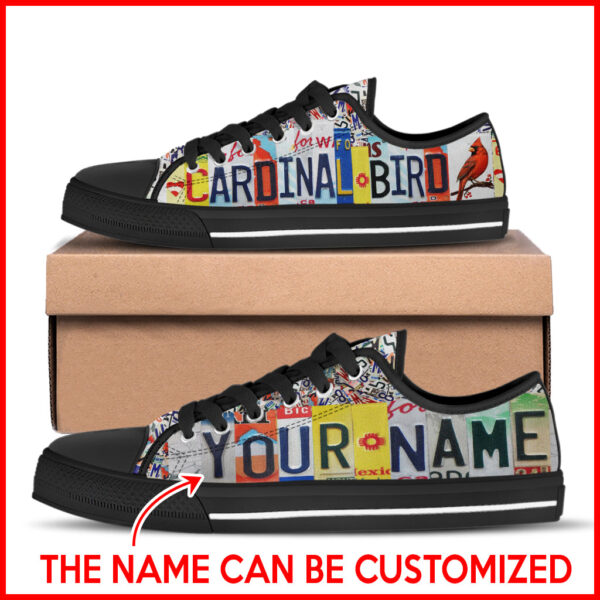Cardinal Bird License Plates Low Top Shoes Canvas Shoes – Personalized Custom – Best Gift For Men And Women