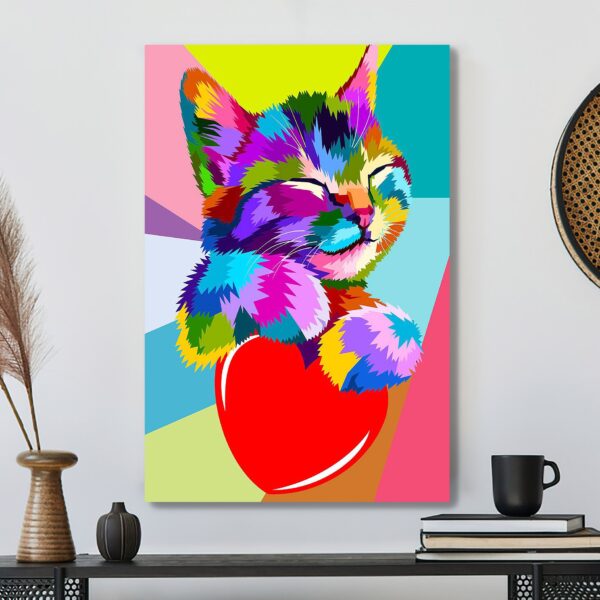 Cat Heart Pop Art – Cat Pictures – Cat Canvas Poster – Cat Wall Art – Gifts For Cat Lovers – Furlidays