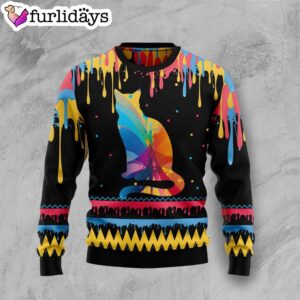 Cat Colorful Beauty Ugly Christmas Sweater…