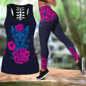 Cat Flower Tattoos All Over Printed Women s Tanktop Leggings Set Perfect Workout Outfits Gifts For Cat Lovers 1 mru02t