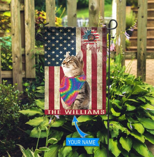 Cat Hippie Personalized Garden Flag – Custom Cat Garden Flags – Cat Flag For House