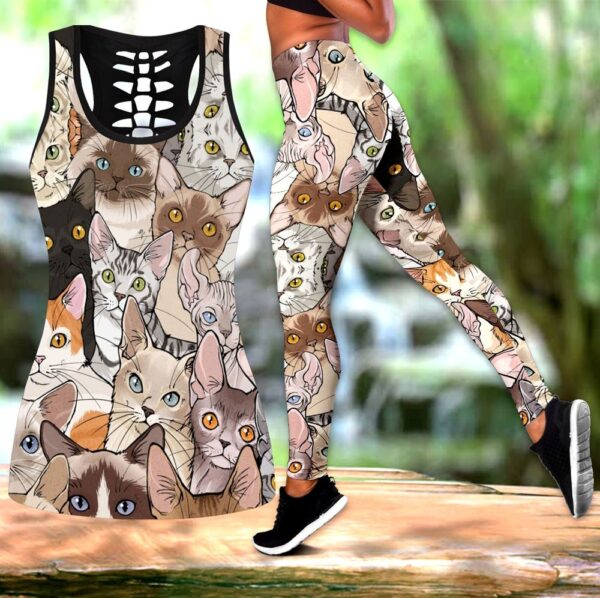 Cat Lover All Over Printed Women’s Tanktop Leggings Set –  Perfect Workout Outfits – Gifts For Cat Lovers