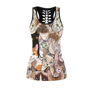 Cat Lover All Over Printed Women s Tanktop Leggings Set Perfect Workout Outfits Gifts For Cat Lovers 3 rukmdy