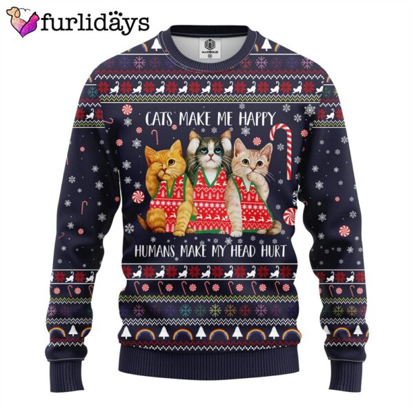 Cat Make Me Happy Ugly Christmas Sweater – Gift For Christmas –  Gifts For Dog Lovers