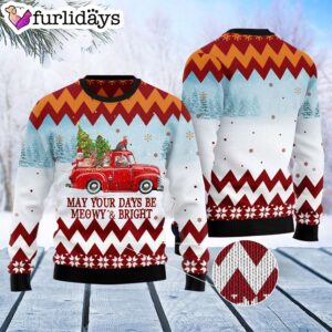 Cat Red Truck Ugly Christmas Sweater Lover Xmas Sweater Gift Dog Memorial Gift 3